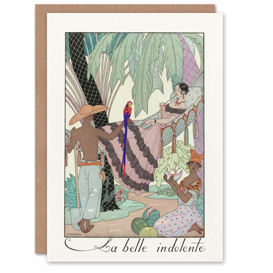 George Barbier Art Card The Indolent Beauty Vintage Illustration
