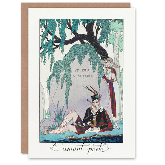 George Barbier Art Card The Poet Lover Vintage Illustration