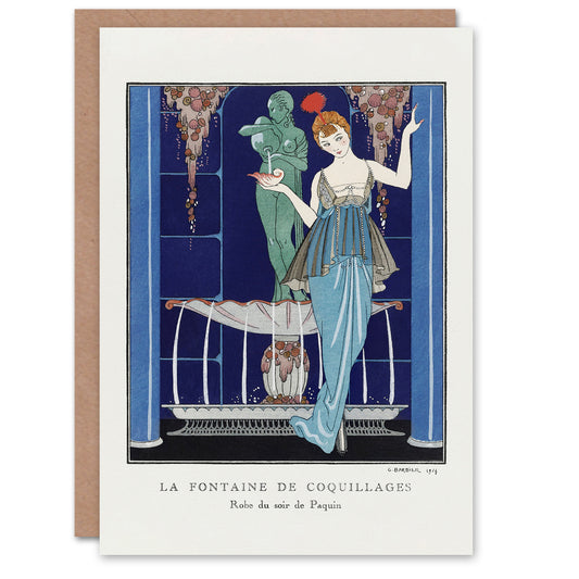George Barbier Art Card Shell Fountain Vintage Fashion Advert