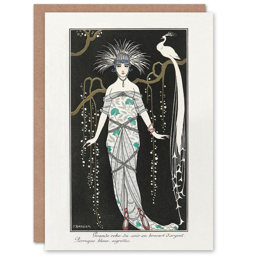 George Barbier Art Card Vintage Fashion Advert Evening Gown