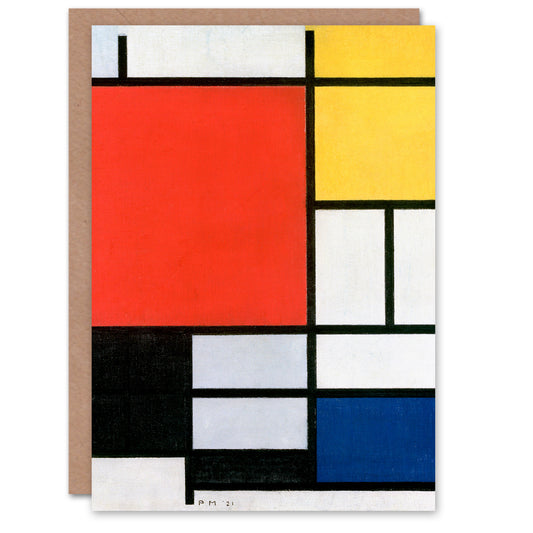 Piet Mondrian Art Card Composition with Red Yellow Blue and Black
