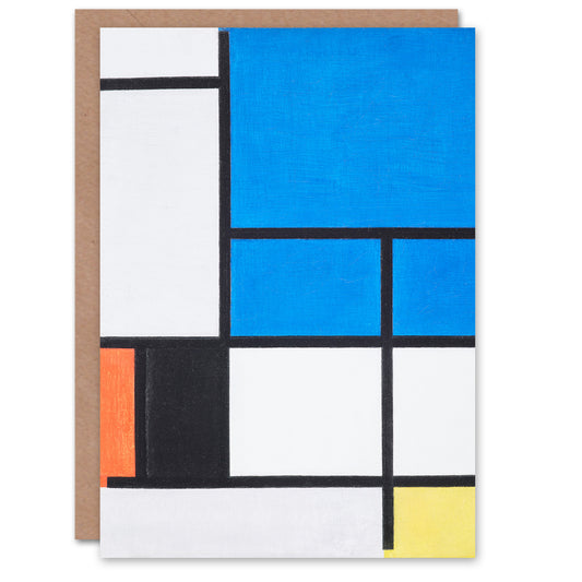 Piet Mondrian Art Card Large Blue Plane Red Black Yellow Gray