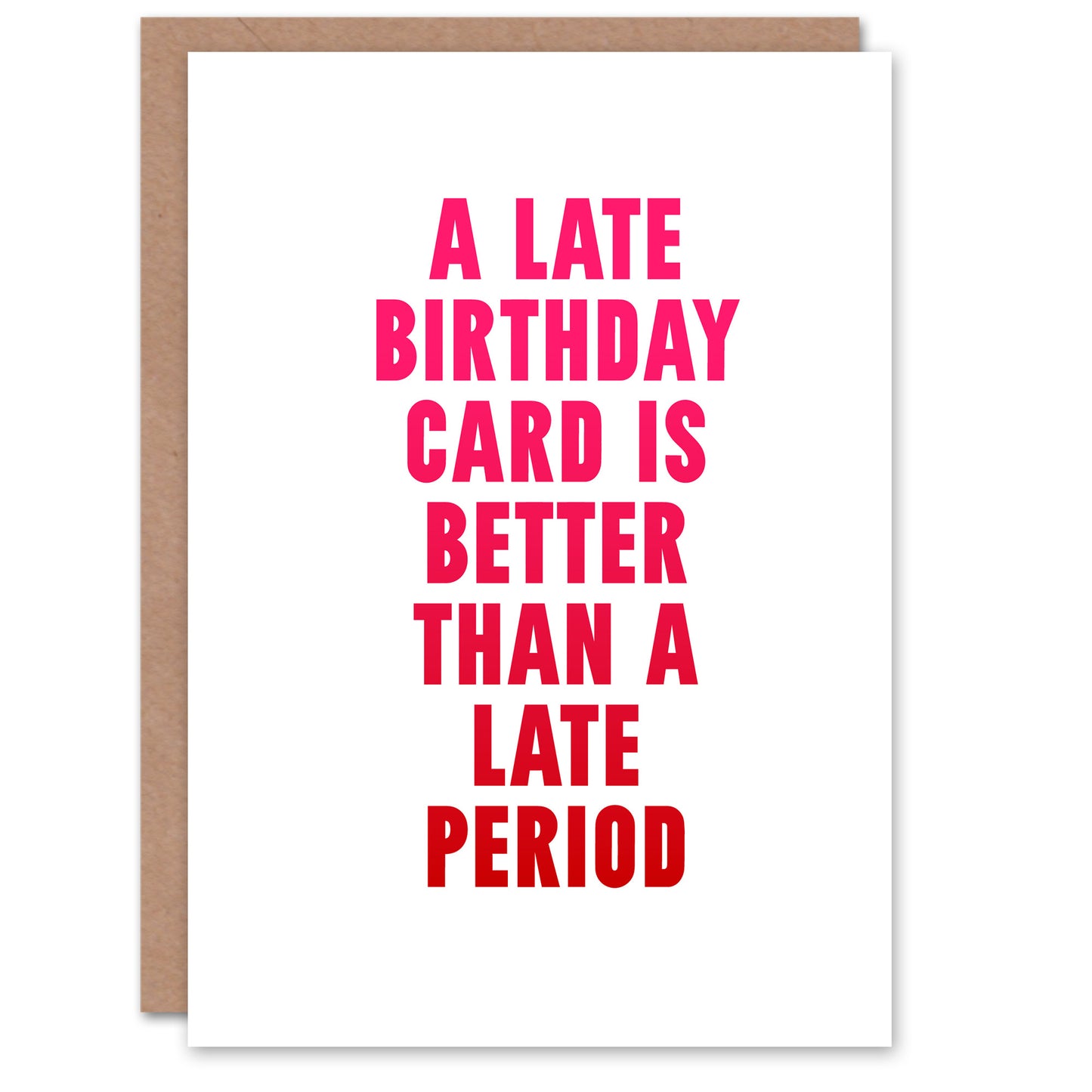 Belated Better Than A Late Period Joke Funny Birthday Card