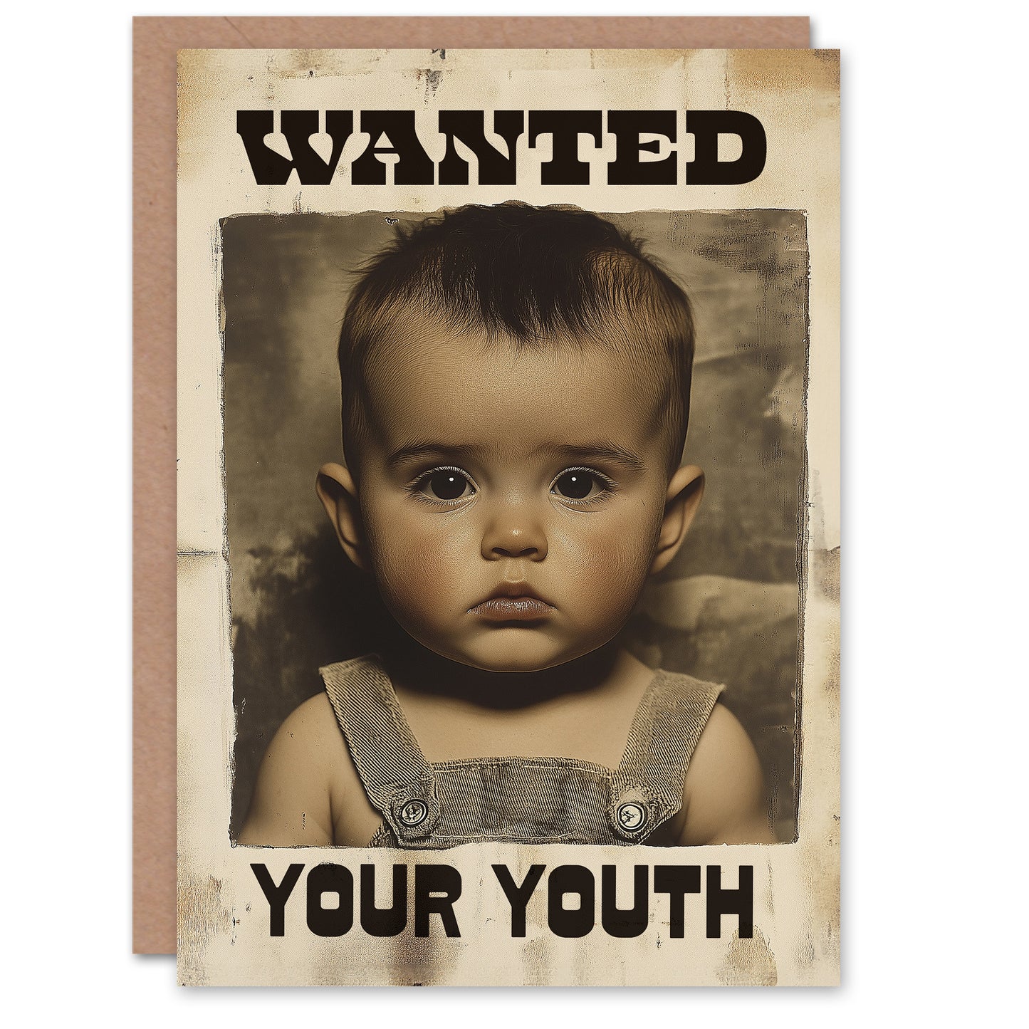 Old Western Wanted Poster Your Youth Boy Photo Birthday Card