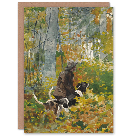 Winslow Homer Art Card On the Trail Hunter with Hounds