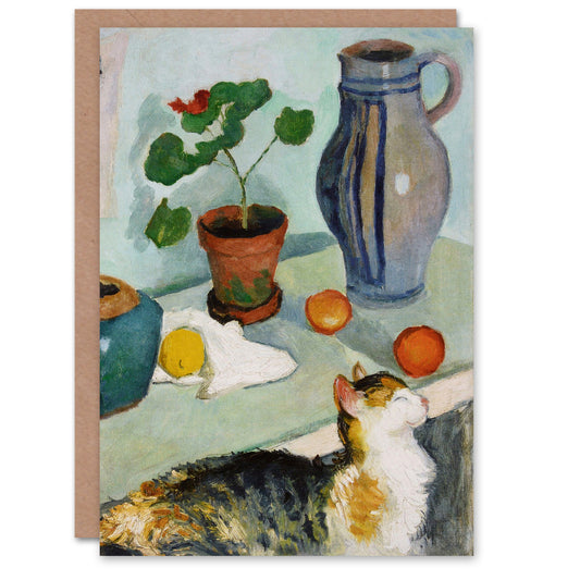 August Macke Art Card Still Life With a Cat Oil Painting