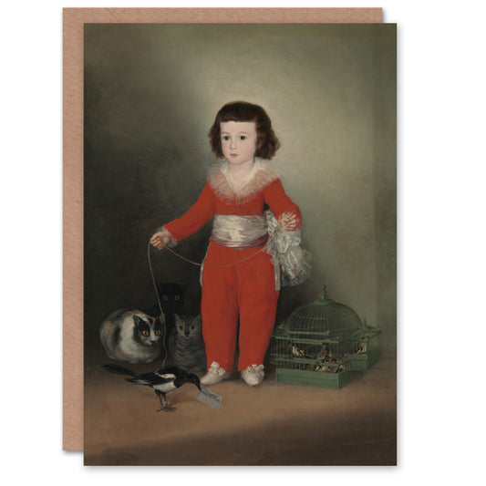Francisco Goya Art Card Red Boy Manuel Portrait with Animals