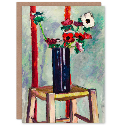 Henry Lyman Sayen Art Card Anemones in Vase Still Life