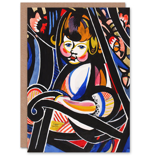 Henry Lyman Sayen Art Card Child in Rocker Abstract Painting
