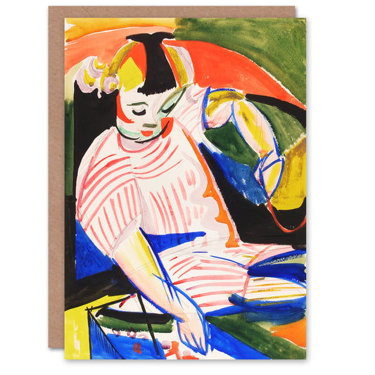 Henry Lyman Sayen Art Card Sitting Child Abstract Painting