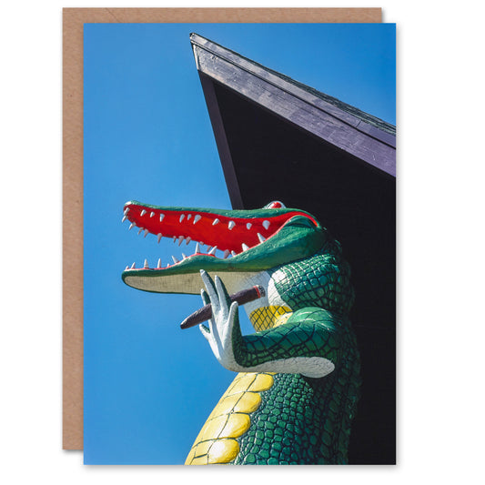 John Margolies Art Card Gatorland Zoo Alligator With Cigar Photo
