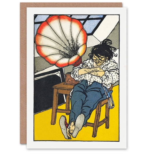 Moriz Jung Art Card A Beethoven Enthusiast Painting