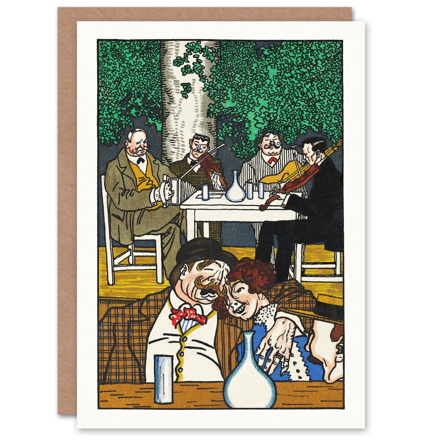 Moriz Jung Art Card At the Heuriger Tavern Painting