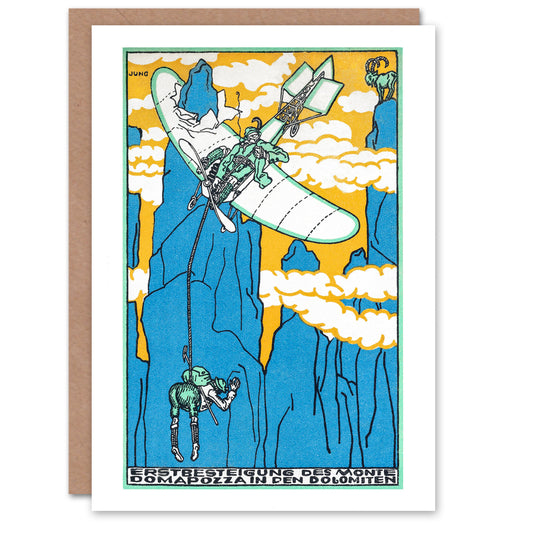 Moriz Jung Art Card First Ascent of Monte Domapozza in Dolomites