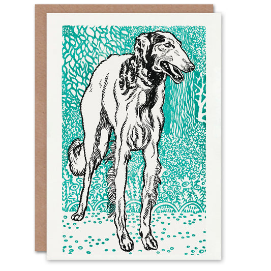 Moriz Jung Art Card Dog Lover Long Haired Greyhound Portrait