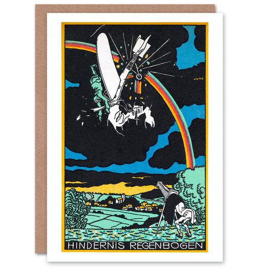 Moriz Jung Art Card Rainbow Obstacle Plane Crash Painting