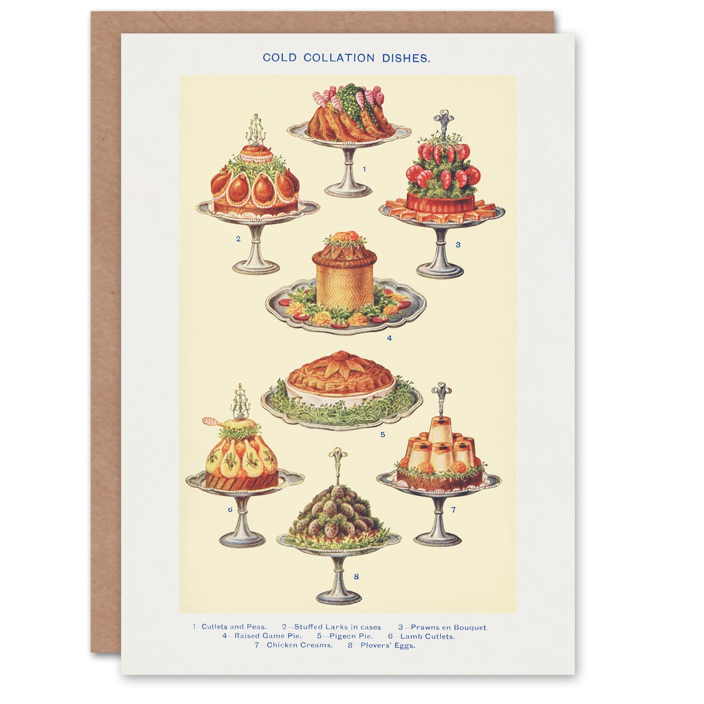 Mrs Beeton Household Management Art Card Cold Collation Dishes