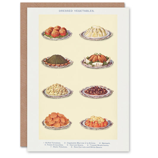 Mrs Beeton Household Management Art Card Vegetable Side Dishes