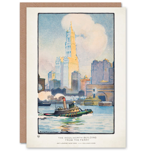 Rachael R Elmer Art Card The Woolworth Building from the Ferry