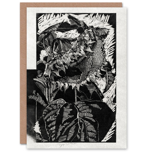 Reijer Stolk Art Card Sunflower Abstract Black White Flower