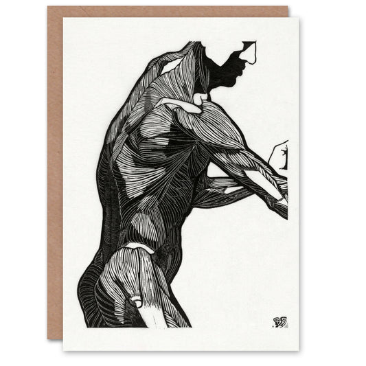 Reijer Stolk Art Card Anatomical Study Of a Mans Lateral Muscles
