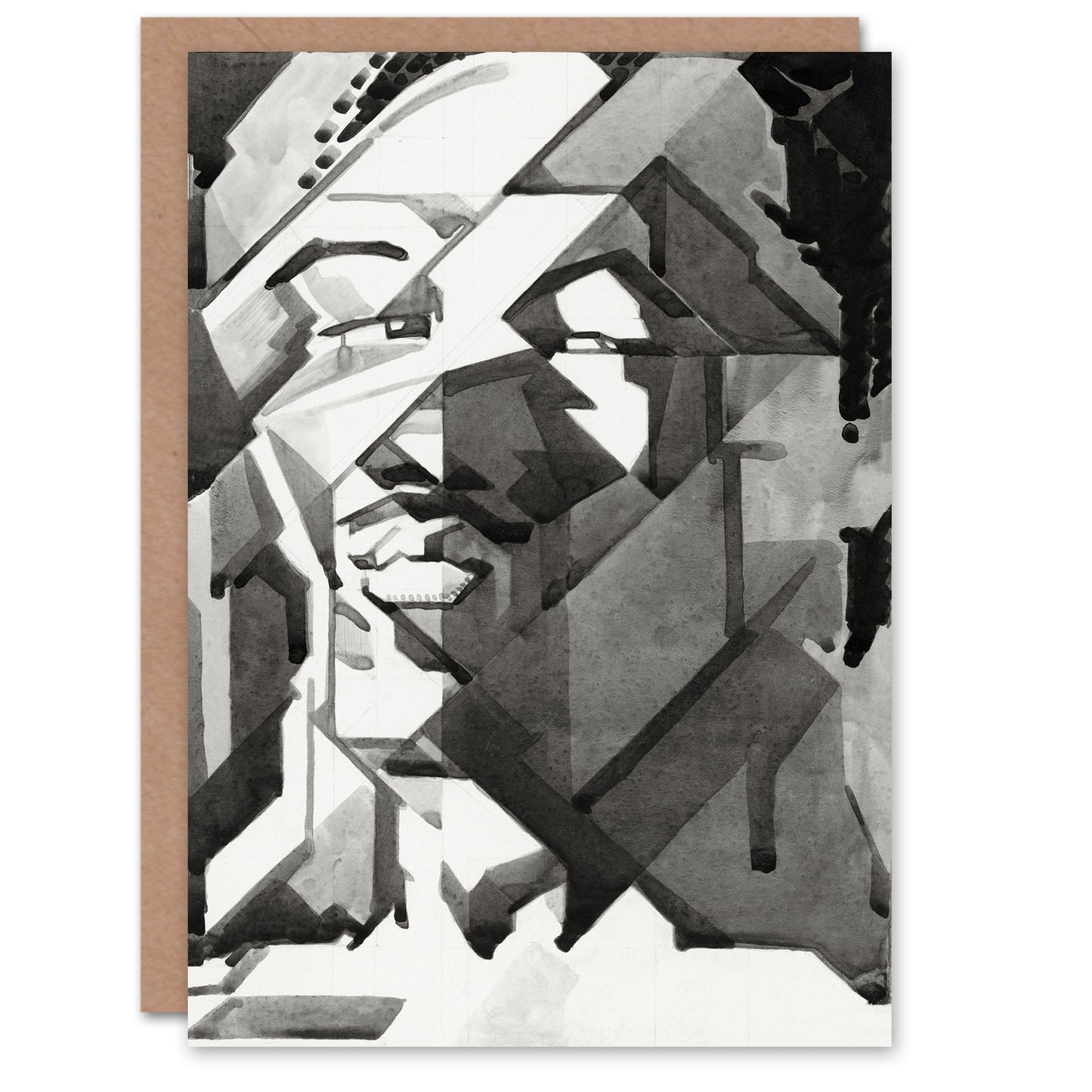 Reijer Stolk Art Card Self Portrait Abstract Cubist Painting