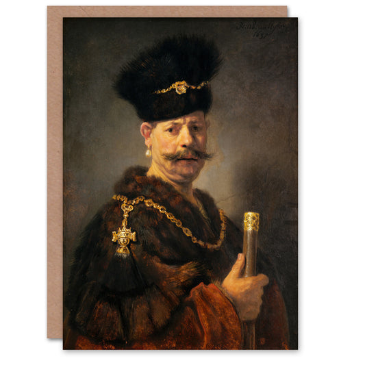 Rembrandt van Rijn Art Card A Polish Nobleman Portrait