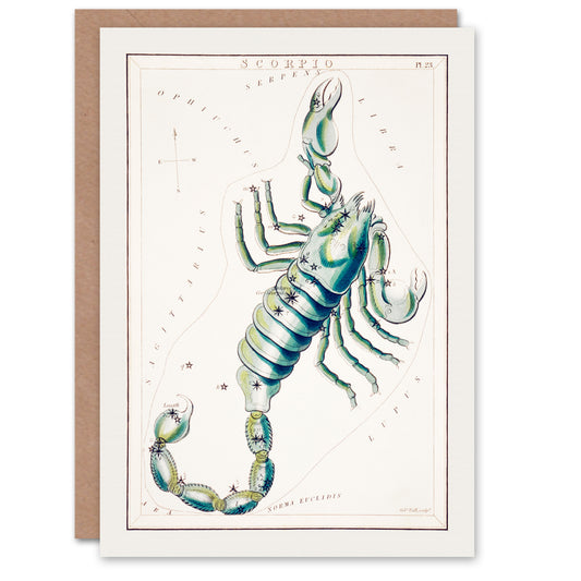 Sidney Hall Art Card Astronomical Chart Illustration of Scorpio