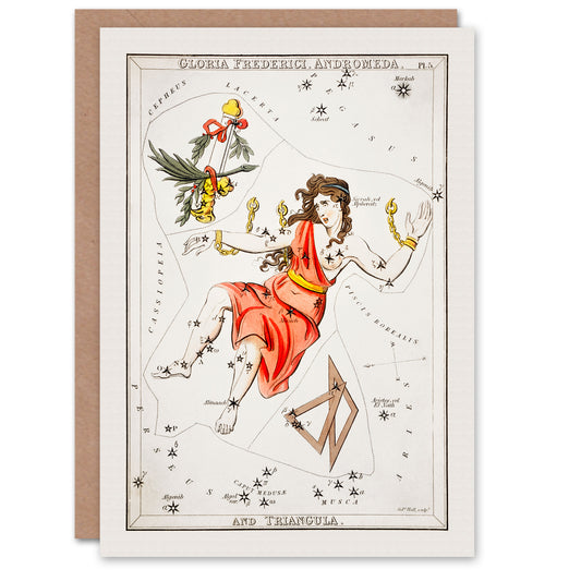 Sidney Hall Art Card Vintage Andromeda Constellation Illustration