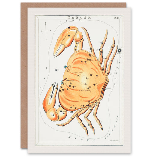 Sidney Hall Art Card Vintage Cancer Constellation Illustration