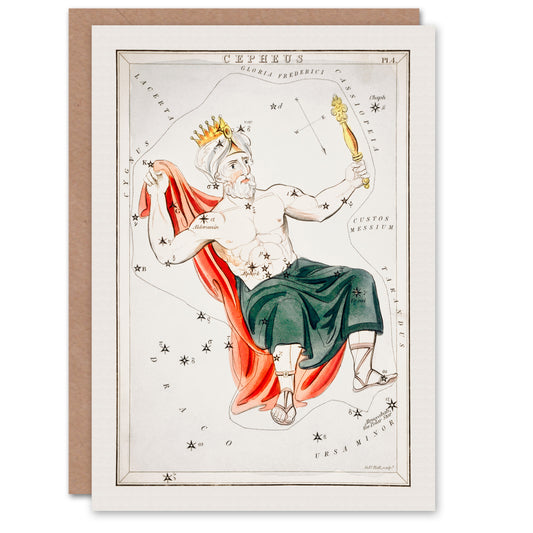 Sidney Hall Art Card Vintage Cepheus Constellation Illustration