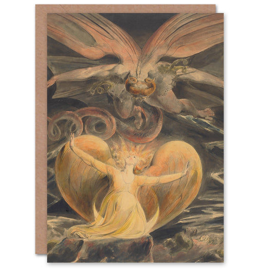 William Blake Art Card Great Red Dragon and Sun Clothed Woman