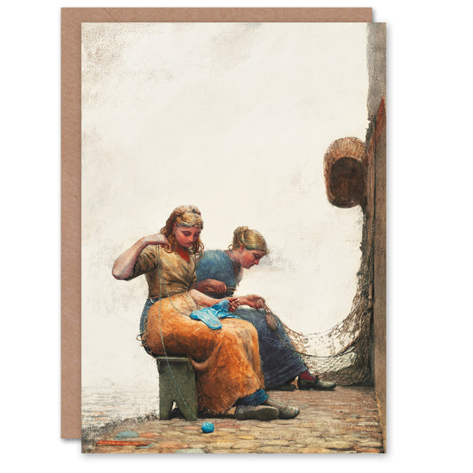 Winslow Homer Art Card Women Mending the Fishing Nets