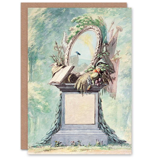 Aert Schouman Art Card 18th Century Monument Design Watercolour