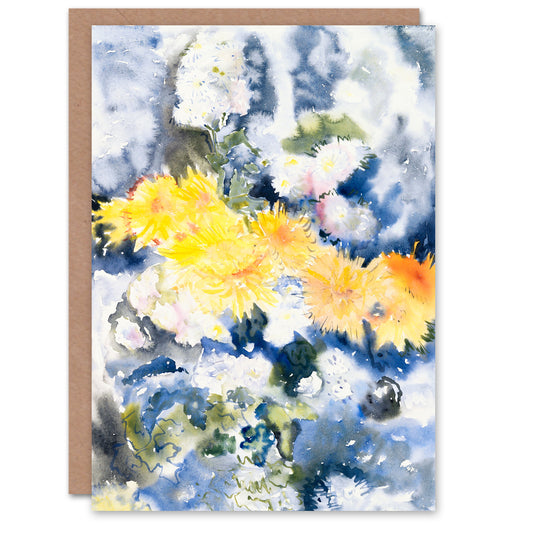 Charles Demuth Art Card Yellow and Blue Floral Watercolour