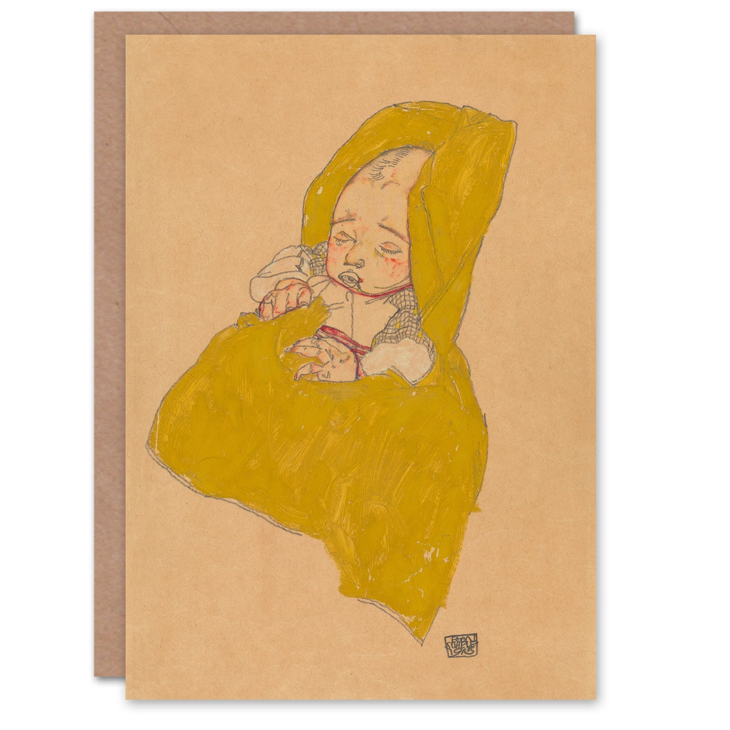 Egon Schiele Art Card Infant Portrait in a Changing Pad