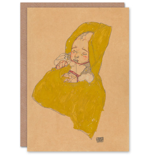 Egon Schiele Art Card Infant Portrait in a Changing Pad