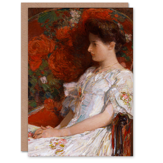 Childe Hassam Art Card Woman Portrait on Victorian Chair