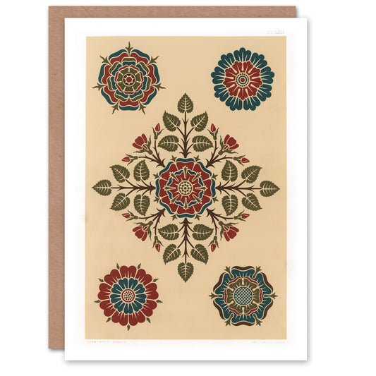 GA and MA Audsley Art Card Vintage Stylised Rose Flower Pattern
