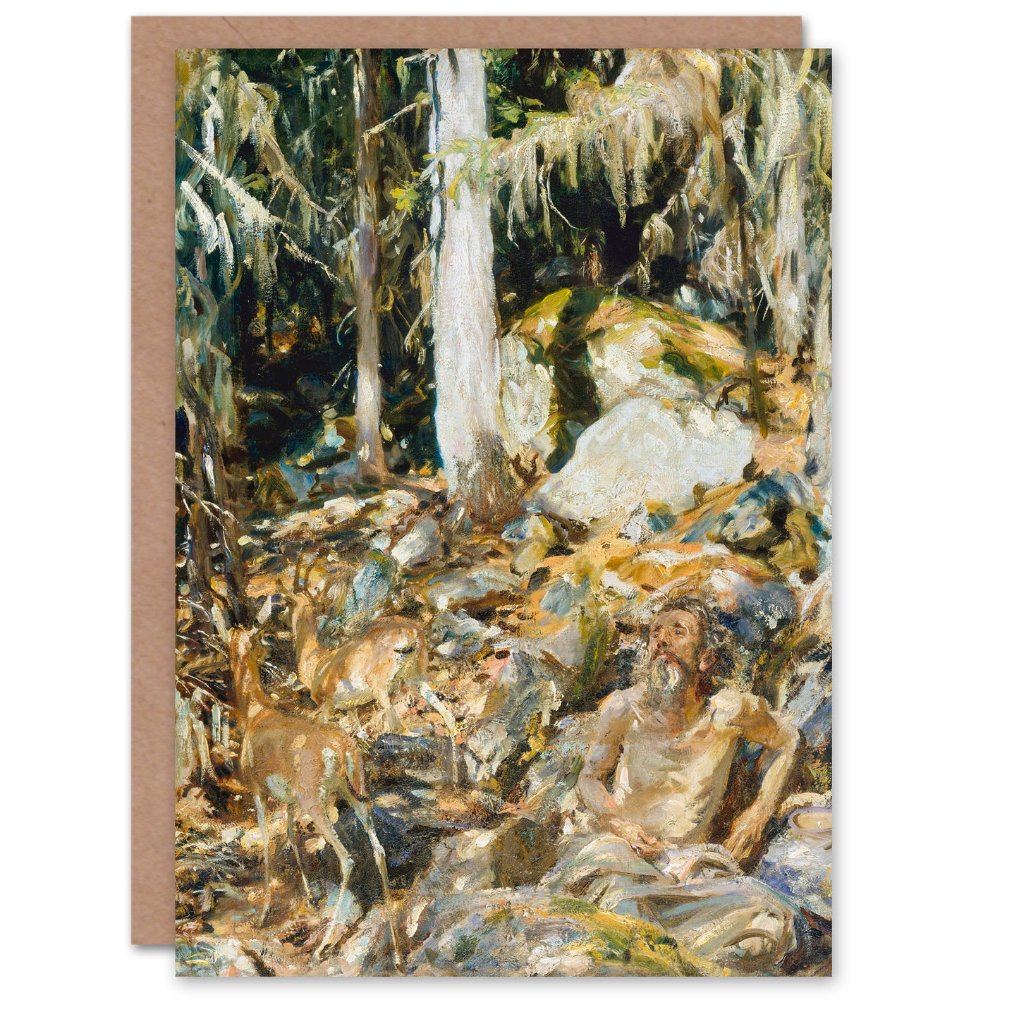 John S Sargent Art Card  Il Solitario The Hermit in the Forest