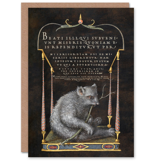 Joris Hoefnagel Art Card Latin Beatitudes with Sloth Illustration