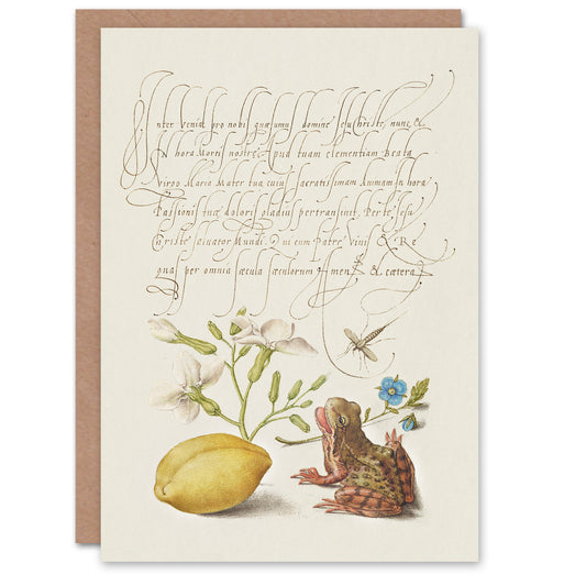 Model Book of Calligraphy Art Card Gillyflower Almond and Frog