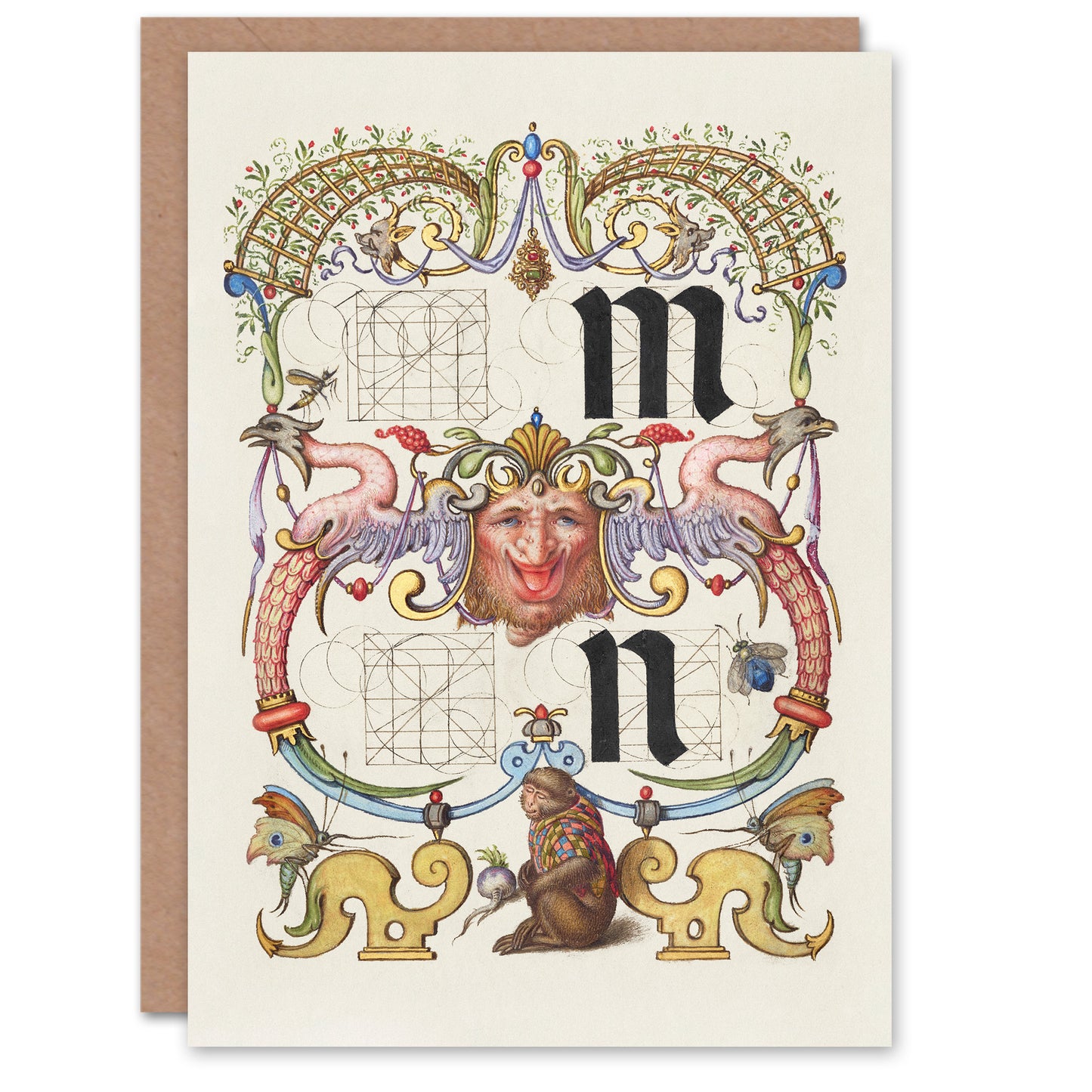 Model Book of Calligraphy Art Card Pictorial Letter Guide M And N