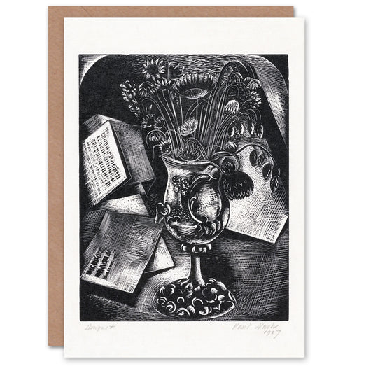 Paul Nash Art Card Flower Bouquet Black White Still Life