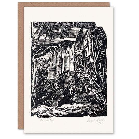 Paul Nash Art Card Winter in Hampden Black White Landscape