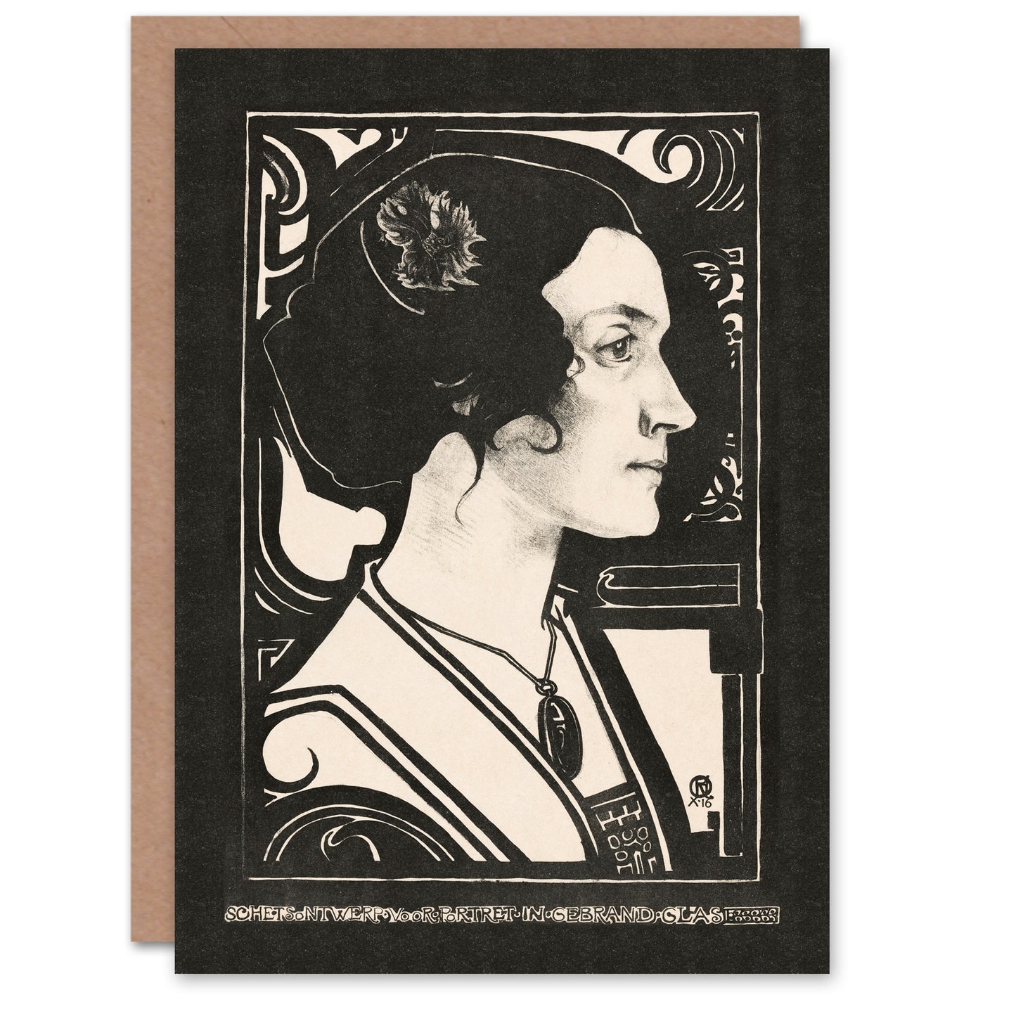 Richard Roland Holst Art Card Woman Stained Glass Sketch Portrait