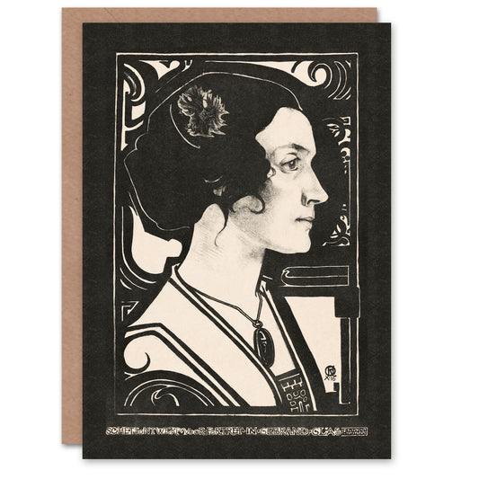 Richard Roland Holst Art Card Woman Stained Glass Sketch Portrait