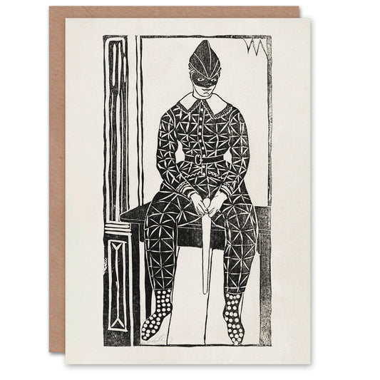 Samuel J De Mesquita Art Card Harlequin Clown Portrait