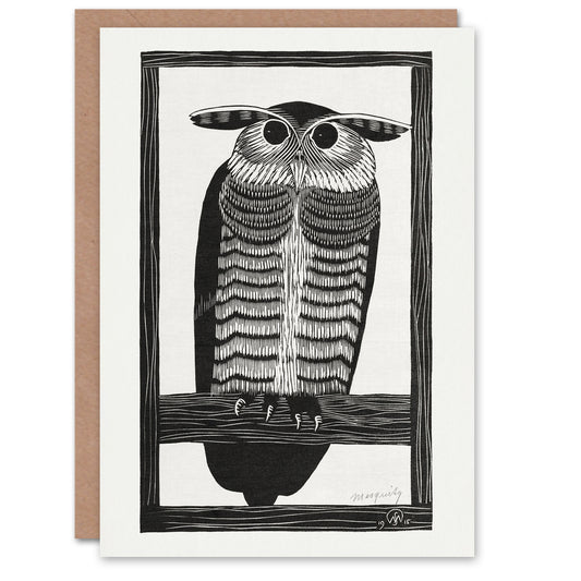 Samuel J De Mesquita Art Card Stylised Horned Owl