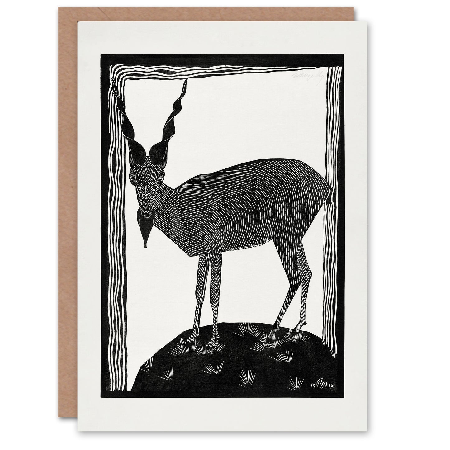 Samuel J De Mesquita Art Card Stylised Markhor Goat